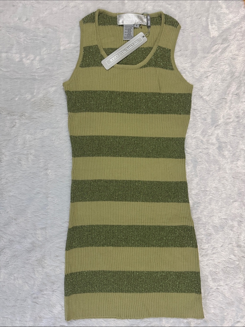 Kenneth Miller Y2K Deadstock Dress NWT Lurex Striped Valla Collection Size S